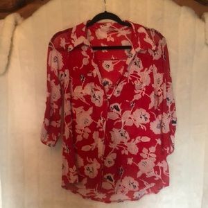 Ember red floral top size large